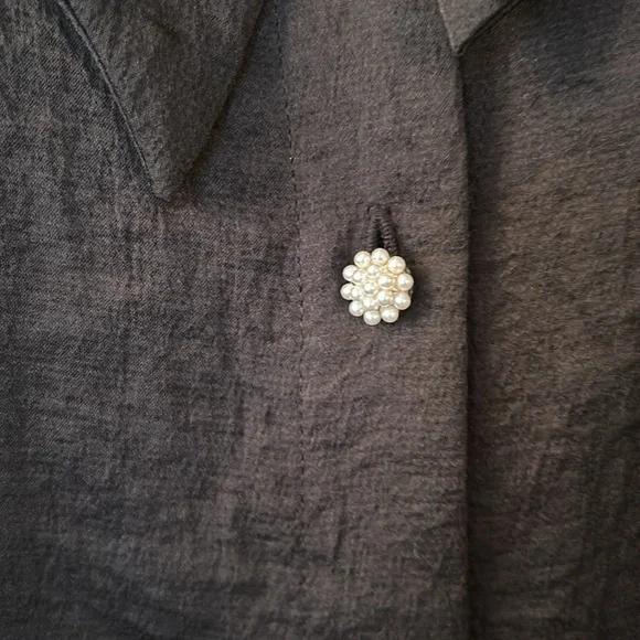 ZARA black satin effect tie collar shirt size medium - Picture 8 of 13